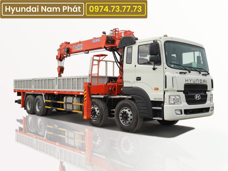 Xe Tải Hyundai 4 Chân HD320 Gắn Cẩu KangLim 10 Tấn KS2605